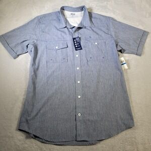 IZOD Saltwater Shirt Mens XLT Blue Sun Shield Short Sleeve Big Tall UPF 50